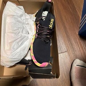 New Adidas Lite Racer Adapt 7.0 K Black Bliss Pink Cloudfoam  Size 6.5